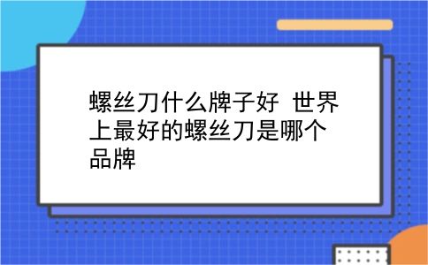 螺丝刀什么牌子好 世界上较好的螺丝刀是哪个品牌？插图