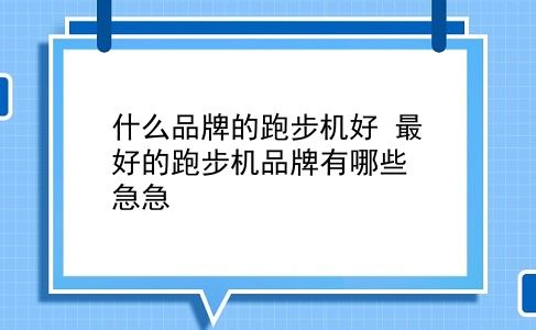 什么品牌的跑步机好 较好的跑步机品牌有哪些？急急？插图