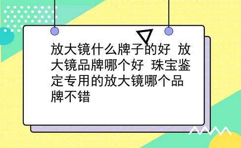 放大镜什么牌子的好 放大镜品牌哪个好？珠宝鉴定专用的放大镜哪个品牌不错？插图