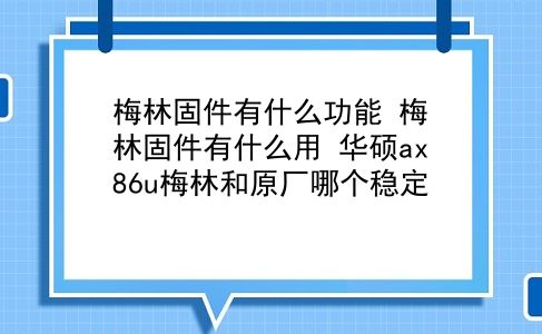 梅林固件有什么功能 梅林固件有什么用？华硕ax86u梅林和原厂哪个稳定？插图