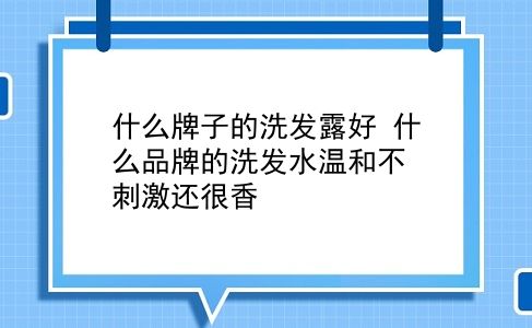 什么牌子的洗发露好 什么品牌的洗发水温和不刺激还很香？插图