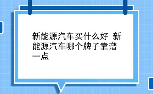 新能源汽车买什么好 新能源汽车哪个牌子靠谱一点？插图