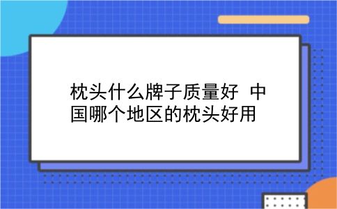 枕头什么牌子质量好 中国哪个地区的枕头好用？插图